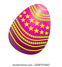 Colorful Easter Egg Decorated With Stars And Dots. Can be used as a decorative element for easter greetings, invitations and other easter products.