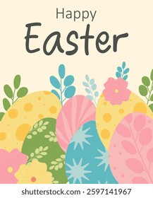 A Colorful Easter Egg Design Embellished with Delightful Spring Flowers and Lush Greenery. vector