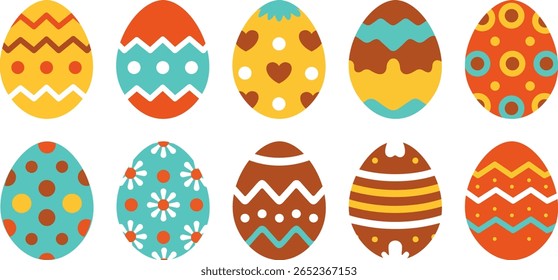 colorful easter egg doodle vector set