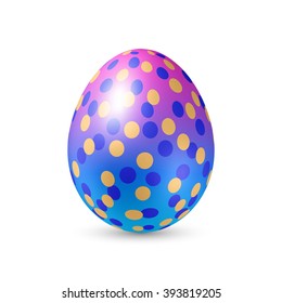 Colorful Easter Egg with Dots - Standing Vertically with Shadow