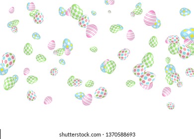 Colorful Easter Egg Falling Isolated On White Background. Celebration Banner Decoration. Invitation & Greeting Card. Vector