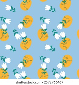 Colorful easter egg and floral pattern for festive design and decoration projects.