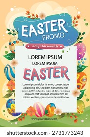 bunte Ostereier Jagd Poster Vorlage Vektorgrafik