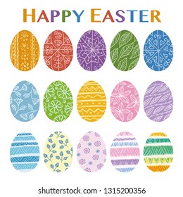Colorful easter egg illustration with hand drawn patterns