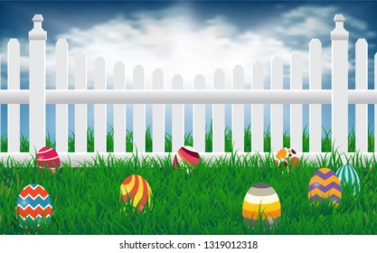colorful easter egg in the lawn