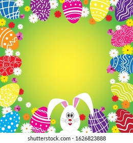 Colorful easter egg mock up frame. Happy easter background. Vector illustration