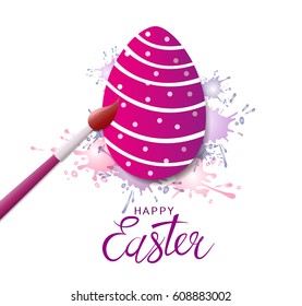 Colorful Easter egg painted with bush. Happy Easter card. Vector illustration in eps8 format