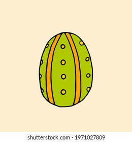 Colorful Easter egg with a pattern. Doodle. Vector. Hand-drawn illustration.