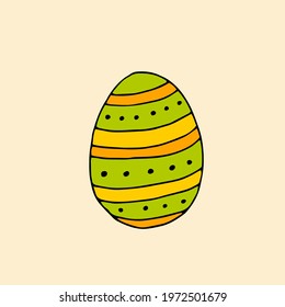 Colorful Easter egg with a pattern. Doodle. Vector. Hand-drawn illustration.