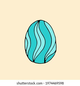 Colorful Easter egg with a pattern. Doodle. Vector. Hand-drawn illustration.