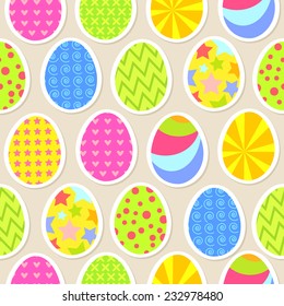 Colorful easter egg seamless background. Vector illustration for your happy funny holiday design. Wallpaper for postcard.