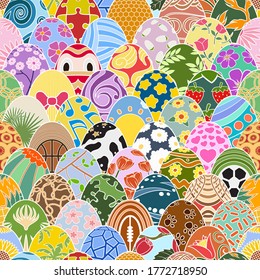 Colorful Easter egg seamless pattern. Vector illustration.