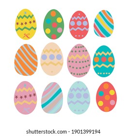 Colorful Easter egg set on a white background