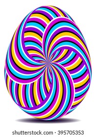 Colorful easter egg with stripes (optical expansion illusion)