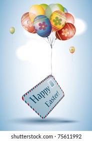 Colorful Easter Egg style Balloons with postcard