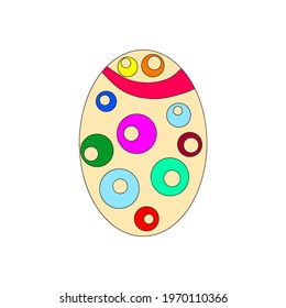 Colorful Easter egg, with various decorations and designs, isolated on a white background.