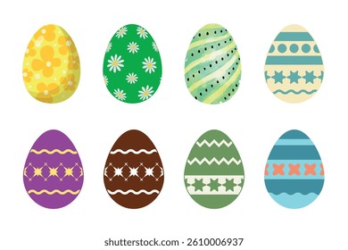 Colorful easter egg vector illustration set with floral spring pattern design