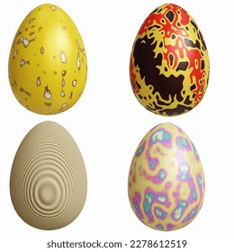 colorful easter eggs 3d isolated on a white