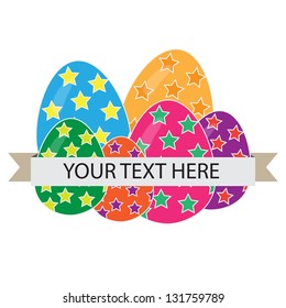 colorful easter eggs with banner, vector