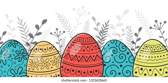 Colorful Easter eggs - banner. Vector