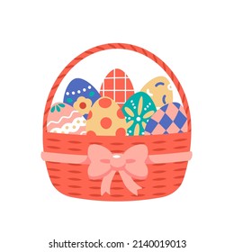 Colorful easter eggs in the basket