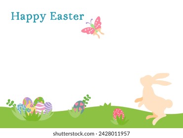 coloridos huevos de pascua y conejito de pascua