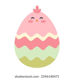 Colorful Easter eggs with bunny, chick, and floral designs