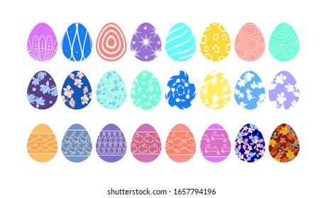 Colorful Easter eggs. The Easter bunny .Patterned eggs.