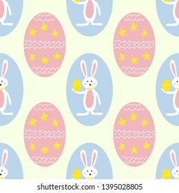 Colorful Easter Eggs and Bunny Seamless Pattern Print Background
