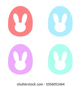 Colorful Easter eggs with bunny silhouette on it on white background. Vector