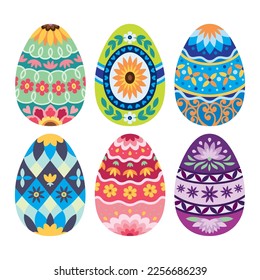 Colorful Easter eggs clip arts, seamless vector graphics