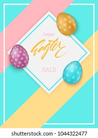 Colorful easter eggs composition. Easter sale background.