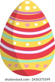 colorful easter eggs with different colors, decoration and shapes, flowers and hearts 