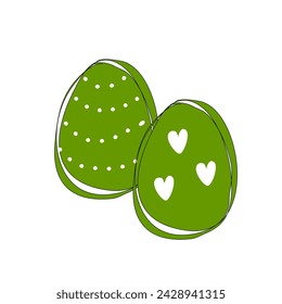 Colorful Easter Eggs with Dots and Hearts