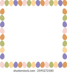 Colorful Easter eggs empty frame. Easter hunt elements with empty space for your text