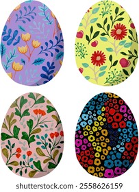 Colorful Easter Eggs With Floral and Patterned Designs