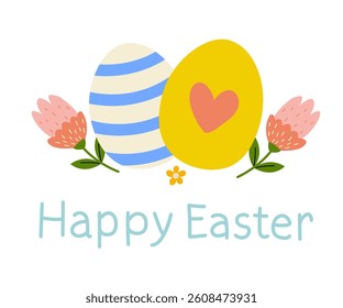 Colorful Easter eggs with flowers convey festive spirit during spring celebrations