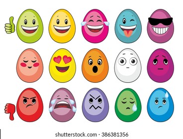 colorful Easter eggs in the form of smiles