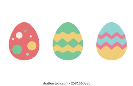 Colorful Easter eggs with geometric patterns