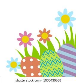 Colorful Easter eggs in grass. Easter decoration. Clip art