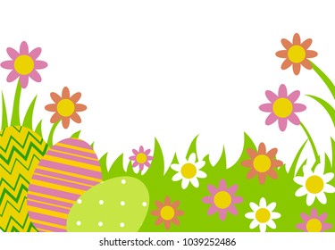 Colorful Easter eggs in grass. Easter decoration. Clip art