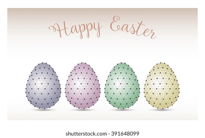 Colorful Easter eggs greeting. Polygonal vector design, low poly