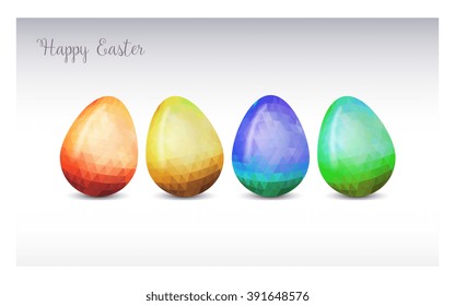 Colorful Easter eggs greeting. Polygonal vector design, low poly