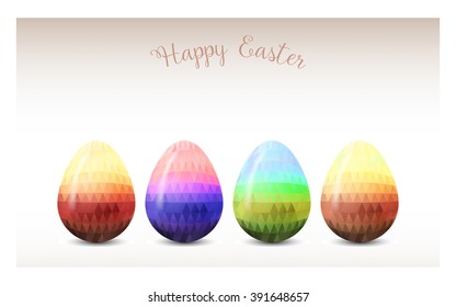 Colorful Easter eggs greeting. Polygonal vector design, low poly