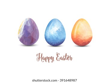 Colorful Easter eggs greeting. Polygonal vector design, low poly
