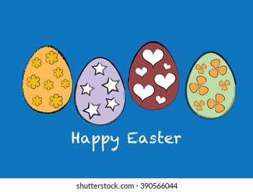 Colorful of easter eggs with hand drawn style in vector.