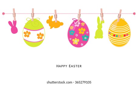 Colorful Easter Eggs Happy Easter Greeting card vector background