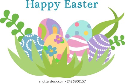 Colorful Easter eggs hidden in the grass