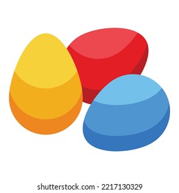 Colorful easter eggs icon isometric vector. Dark candy. Milk gift