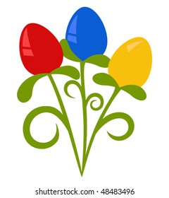 Colorful Easter Eggs in imitation bunch of flowers